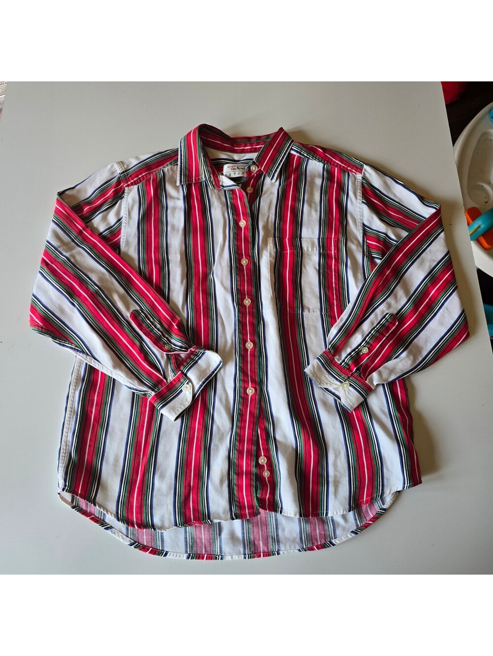 Vintage Talbots Petites Multi Stripe Long Sleeve Button Down Shirt Small Cotton